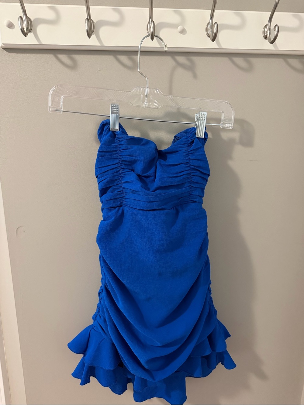 Lucy in the sky Royal Blue Strapless Ruffled Mini Dress